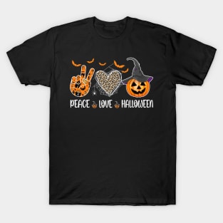 Peace Love Halloween Funny Halloween Costume Cool Pumpkin Shirt T-Shirt